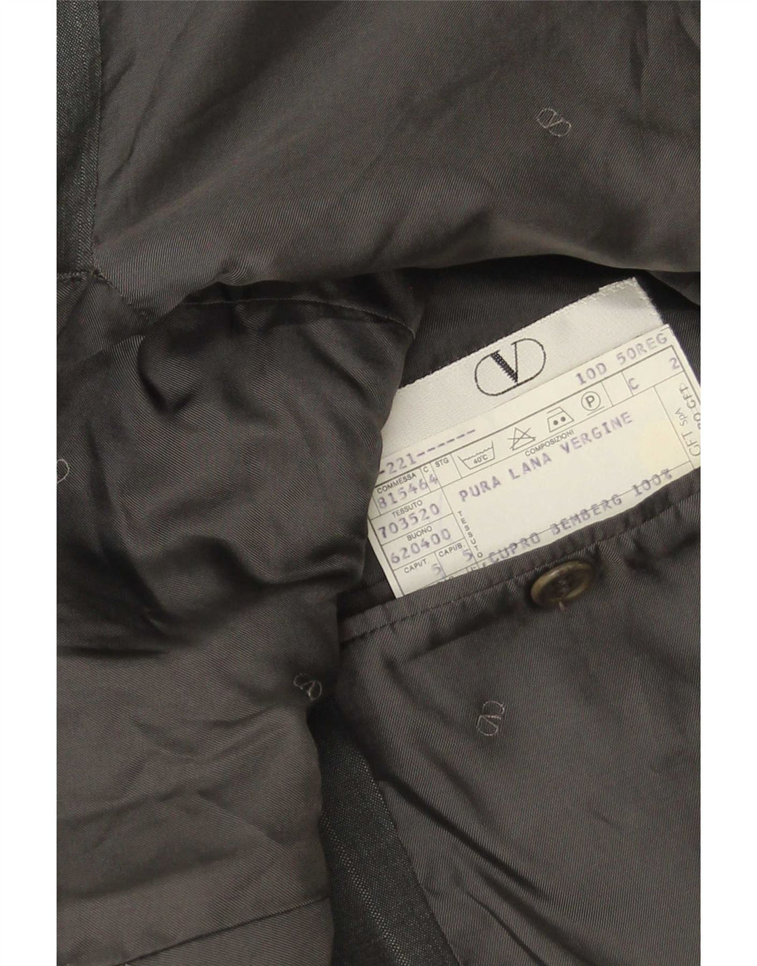 Valentino Herren-Blazer mit 3 Knöpfen, IT 50, große graue Schurwolle