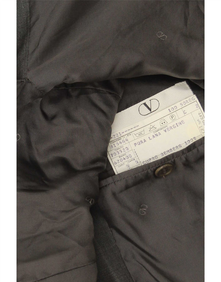 Valentino Herren-Blazer mit 3 Knöpfen, IT 50, große graue Schurwolle