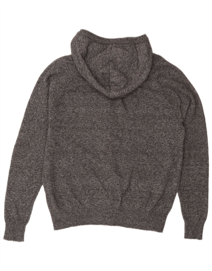 Jack Wills Herren-Strickjacke mit Kapuze aus mittelgrau meliertem Polyester