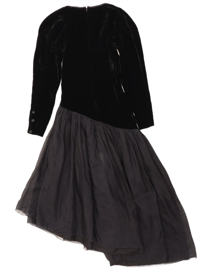 Pancaldi & B Langärmliges asymmetrisches Damenkleid UK 12 Mittelschwarz