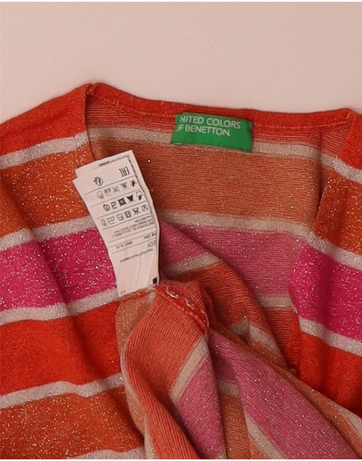BENETTON Womens Oversized Crop Blouse Top UK 10 Small Multicoloured