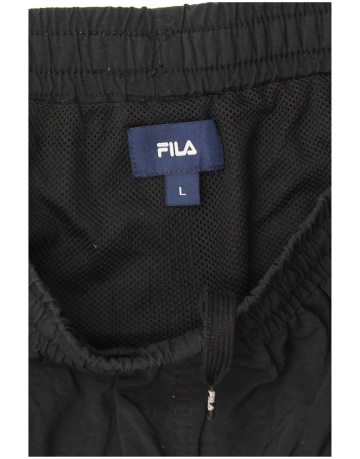 Fila Herren-Sportshorts, groß, schwarzes Colourblock-Polyamid