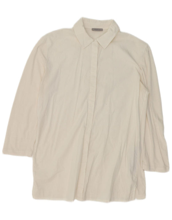Marella Damen Longline-Hemdbluse UK 16 Large Off White Cotton