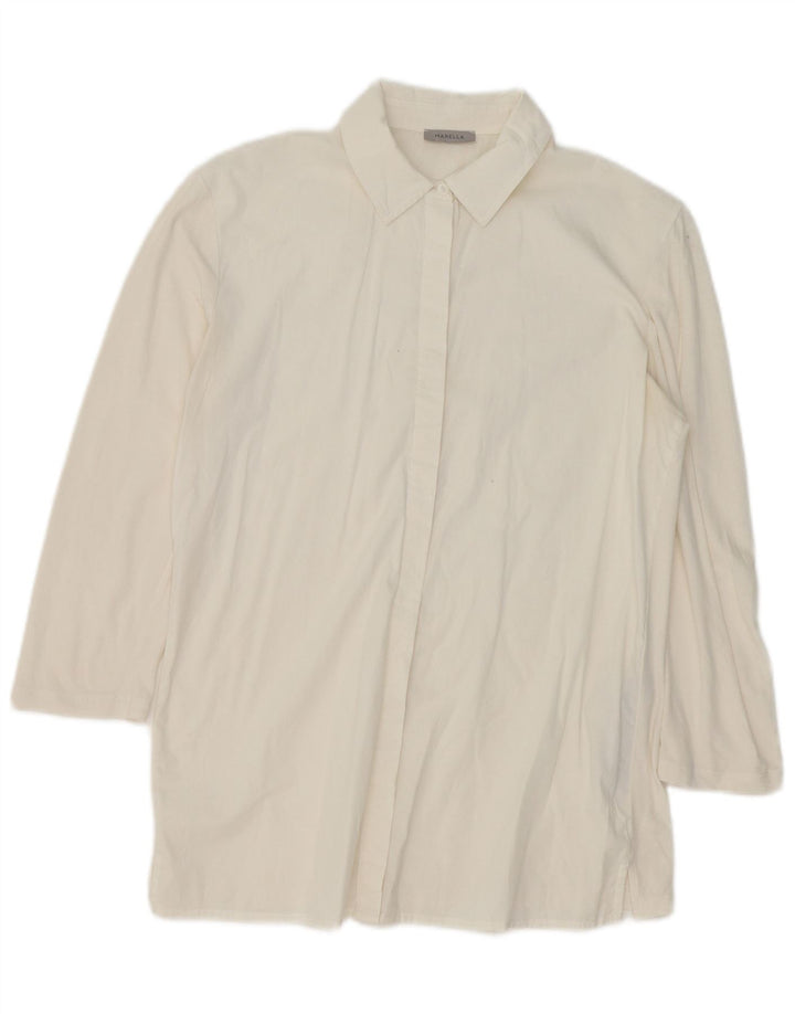 Marella Damen Longline-Hemdbluse UK 16 Large Off White Cotton