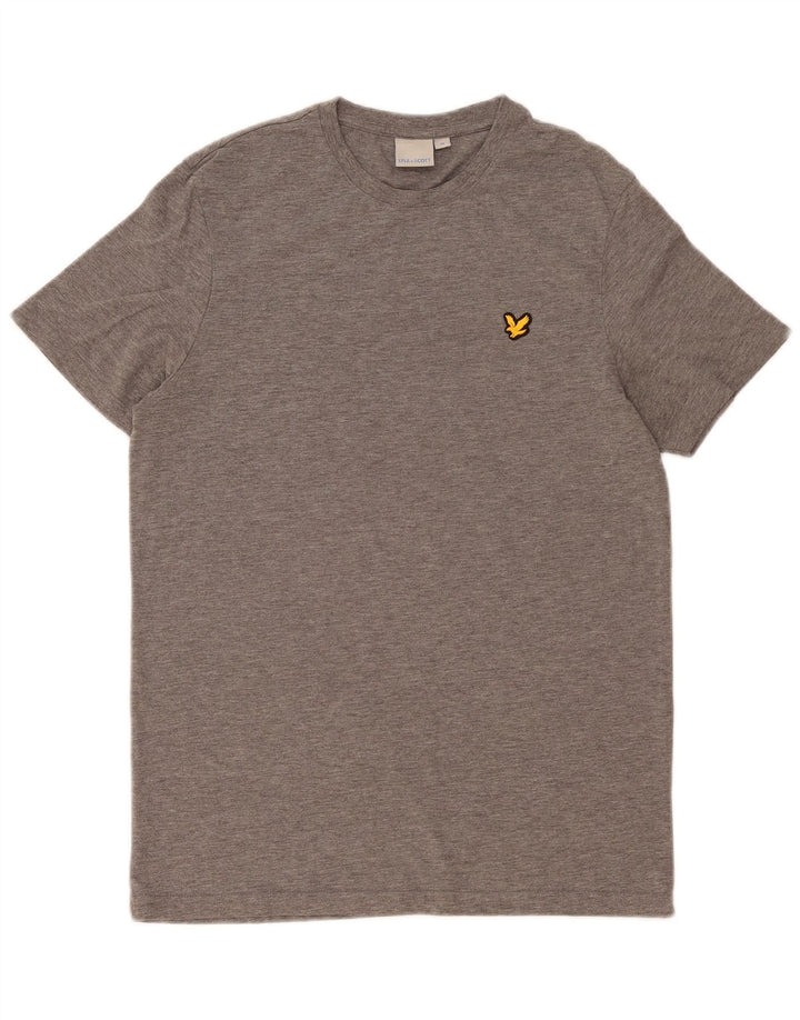 Lyle & Scott Herren-T-Shirt-Oberteil aus mittelgrau meliertem Polyester