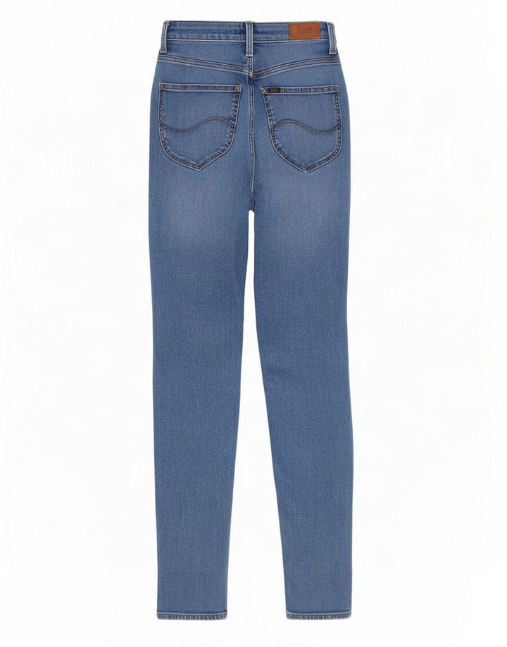 Lee Damen Scarlett High Slim Jeans W26 L31 Blaue Baumwolle