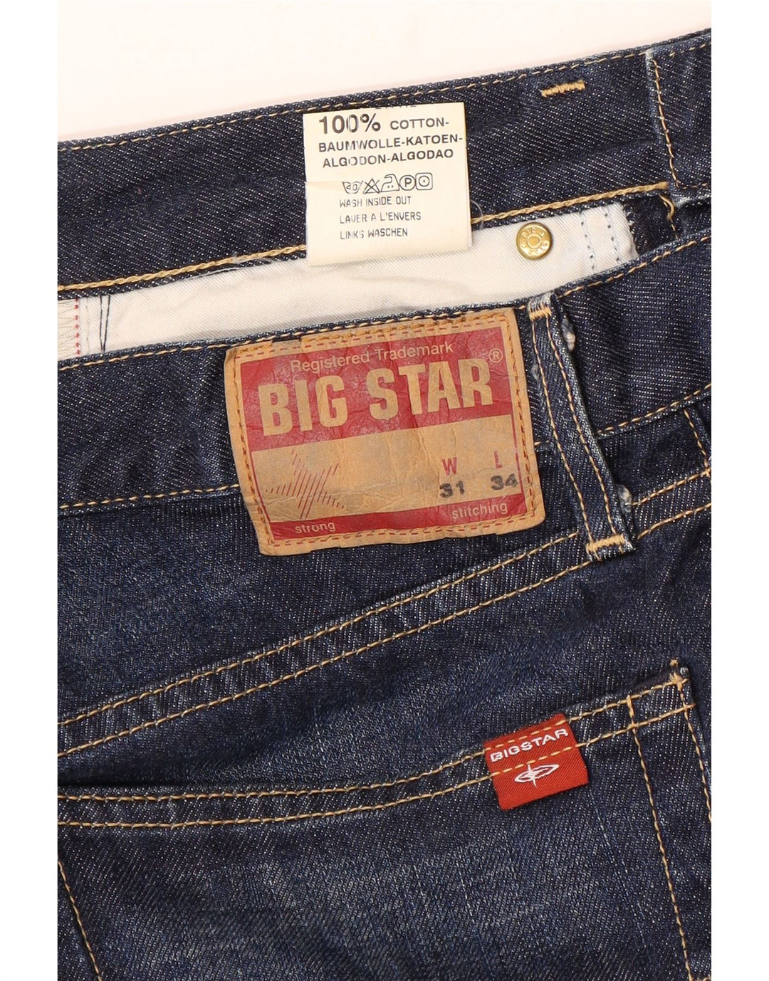 Big Star Herren Straight Jeans W31 L31 Blaue Baumwolle