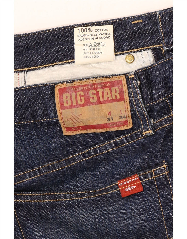 Big Star Herren Straight Jeans W31 L31 Blaue Baumwolle