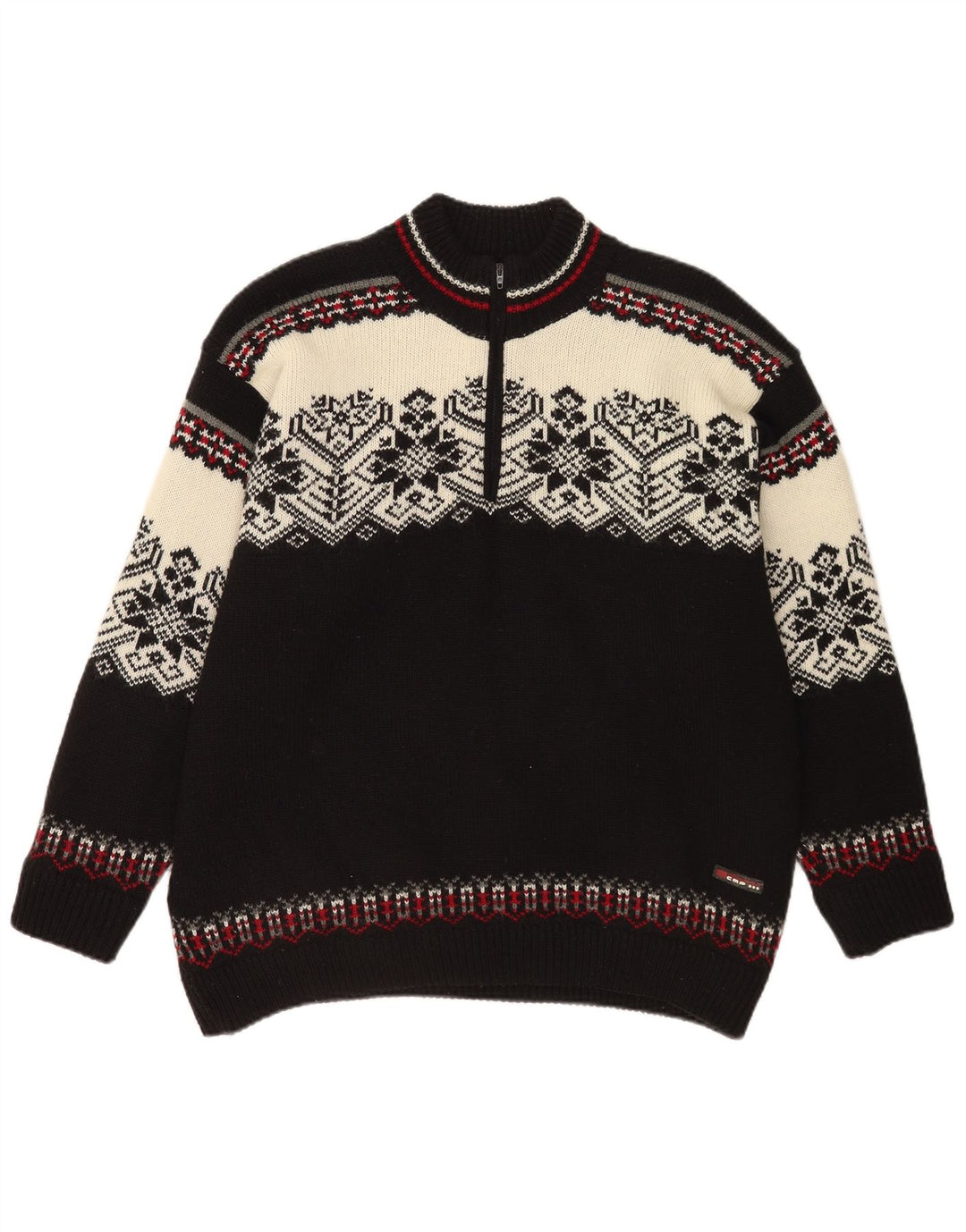 Campagnolo Herren-Pullover mit Reißverschluss am Hals, XL, mehrfarbige Fair-Isle-Wolle