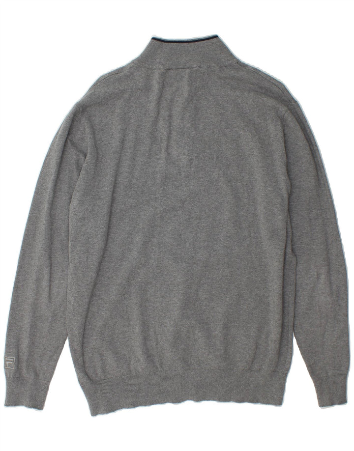 FILA Mens Zip Neck Sweatshirt Jumper XL Grey Vintage Fila and Second-Hand Fila from Messina Hembry 