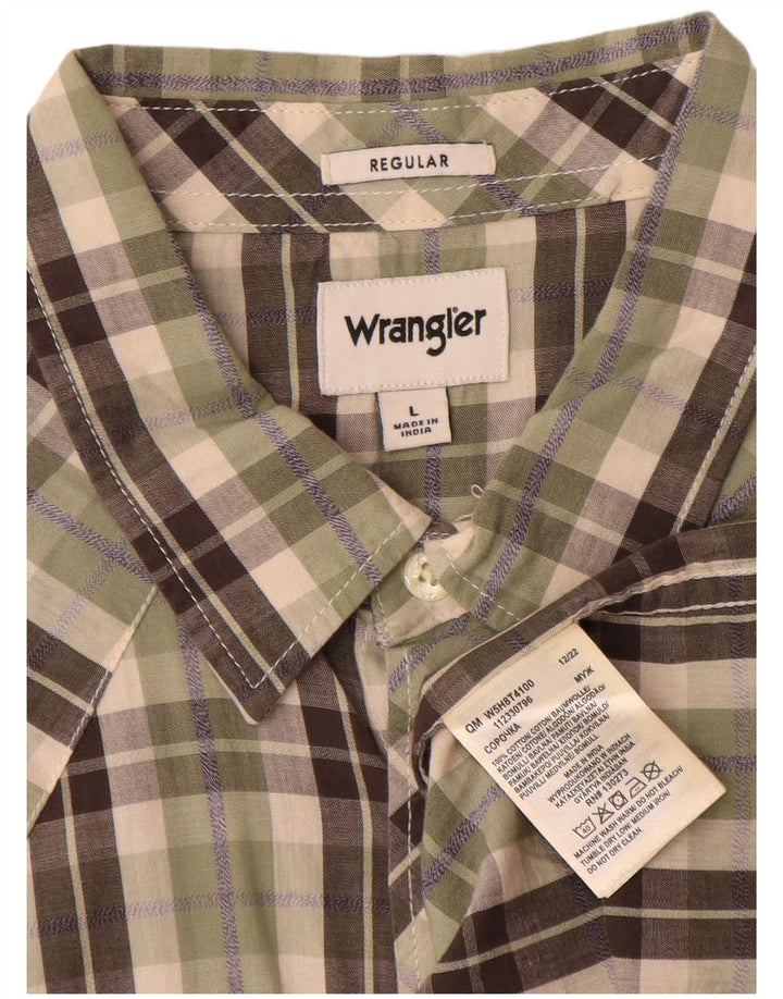 Wrangler Herren-Hemd, kurzärmelig, normale Passform, groß, Khaki, kariert, Baumwolle