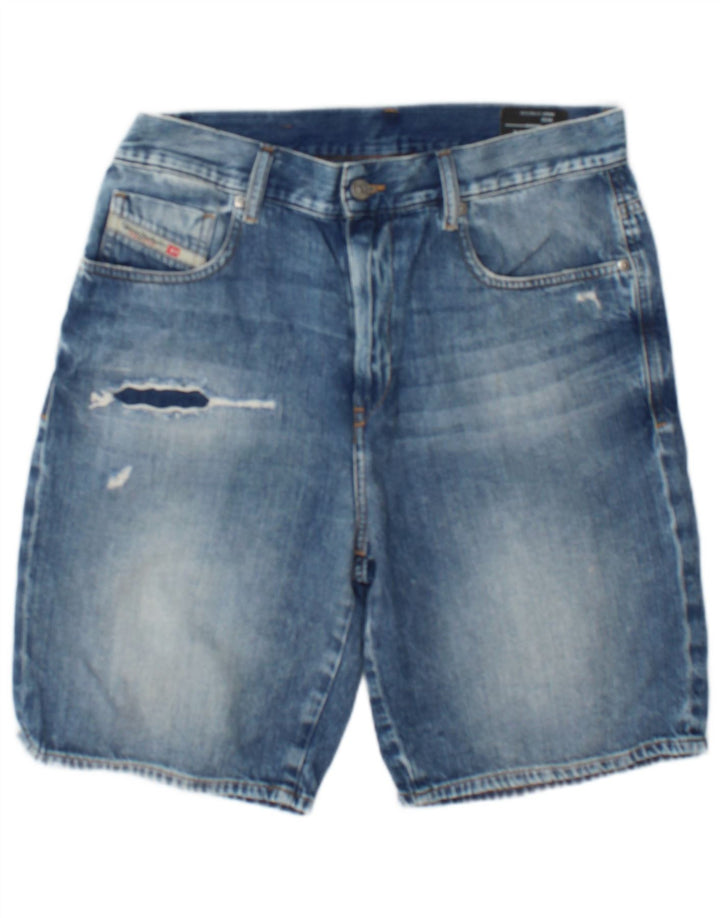 Diesel Herren Distressed Denim Shorts W30 Mittelblaue Baumwolle