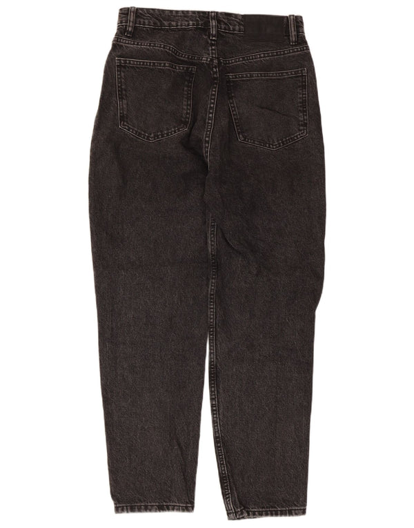 Zara Damen High Waist Tapered Jeans EU 38 Small W28 L27 Schwarze Baumwolle