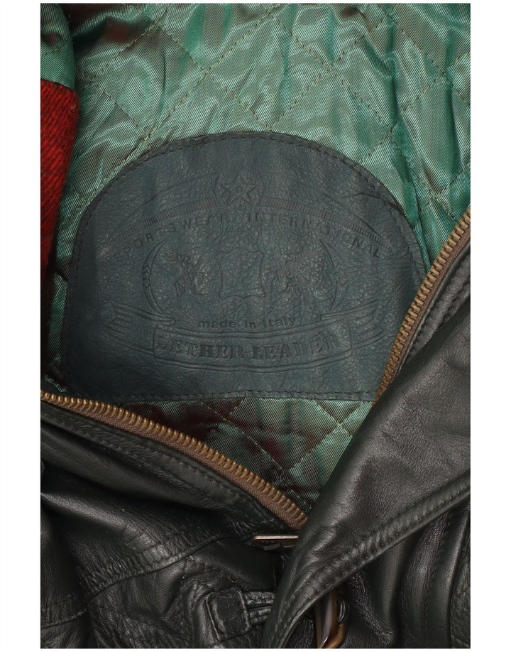 Vintage Herren Ledermantel UK 40 Großes grünes Leder