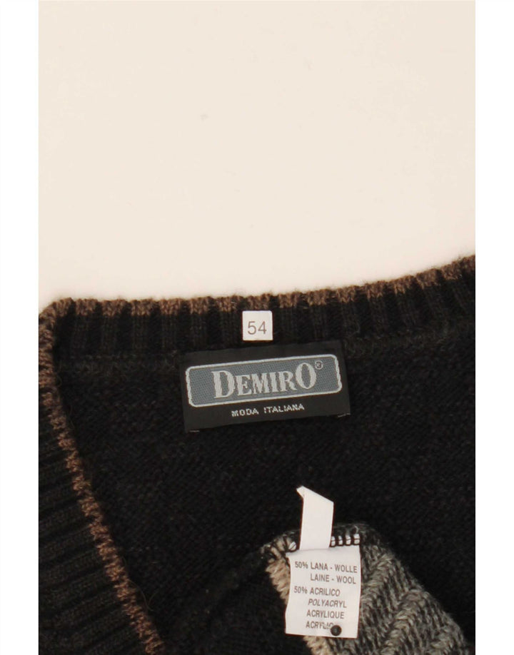 Demiro Herren-Pullover mit V-Ausschnitt IT 54 XL Mehrfarbige geometrische Wolle