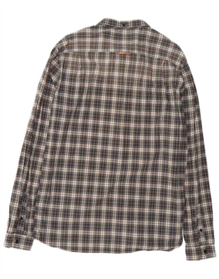 Superdry Herrenhemd 2XL Marineblau kariert Baumwolle