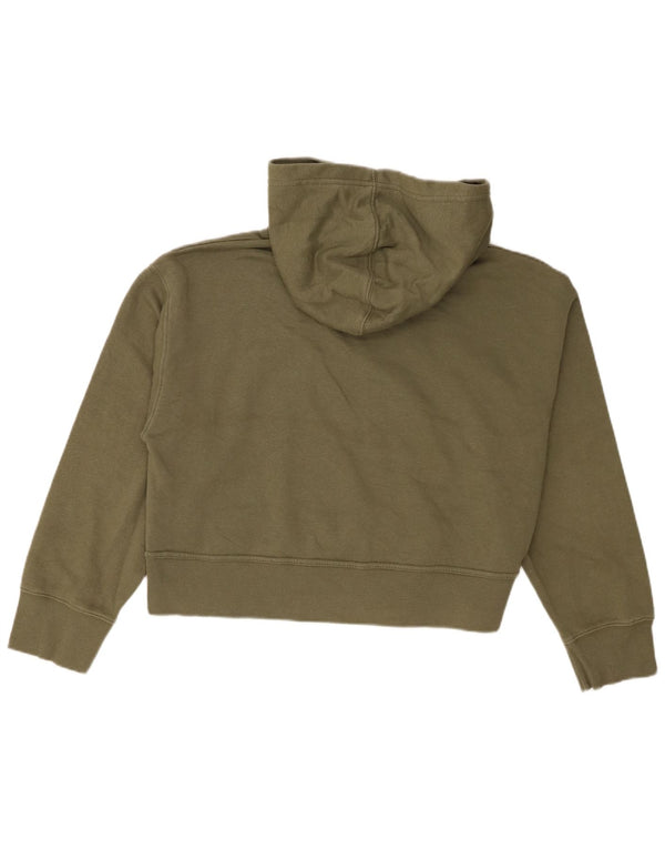 Zara Damen Crop Oversized Hoodie Pullover UK 14 Mittelgrüne Baumwolle