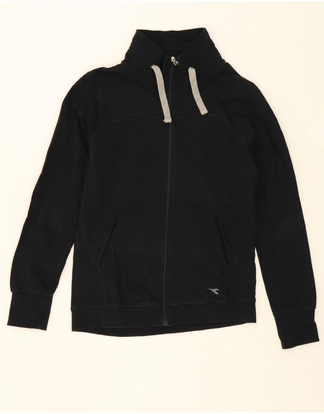 DIADORA Womens Tracksuit Top Jacket UK 14 Medium Black Cotton Vintage Diadora and Second-Hand Diadora from Messina Hembry 
