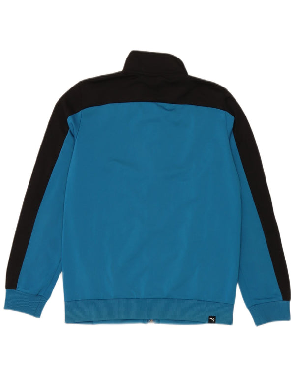 Puma Jungen-Trainingsanzug-Top-Jacke, 11–12 Jahre, groß, blaues Farbblock-Polyester