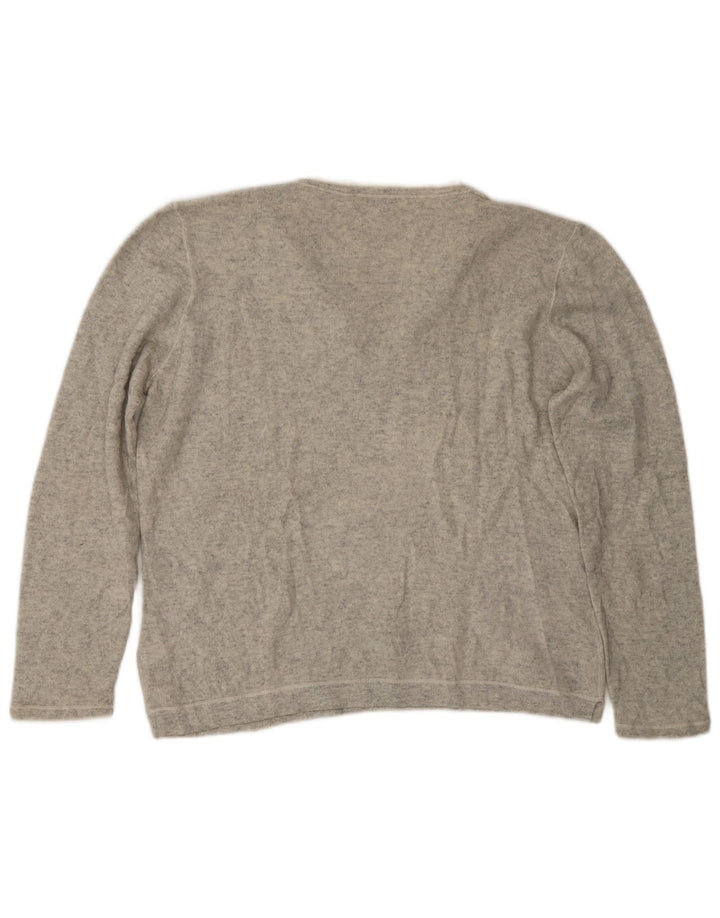 Brunello Cucinelli Damen-Pullover mit V-Ausschnitt, UK 14, Größe L, grauer Kaschmir