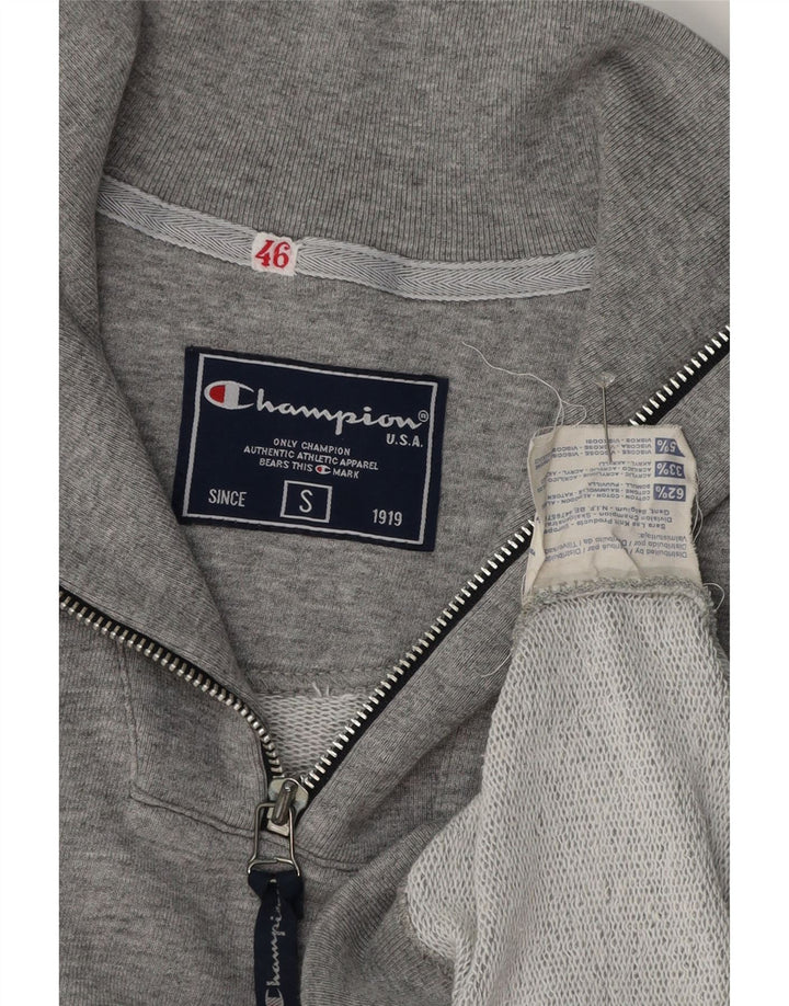 Champion Herren-Sweatshirt mit Reißverschluss am Hals, klein, grau gesprenkelte Baumwolle