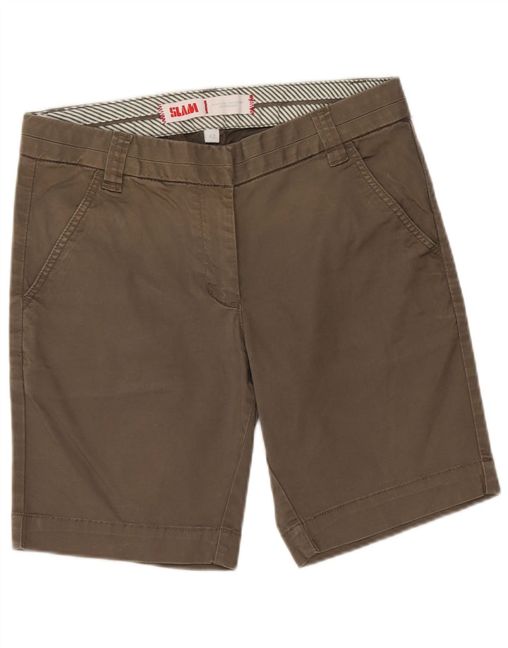 Slam Damen Chinoshorts IT 42 Medium W30 Khaki Baumwolle