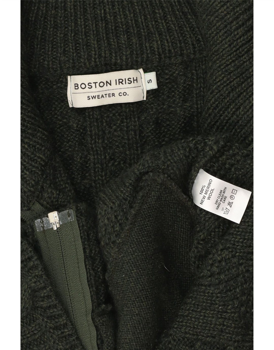 BOSTON IRISH Damen Strickjacke Pullover UK 10 Kleine grüne Merinowolle