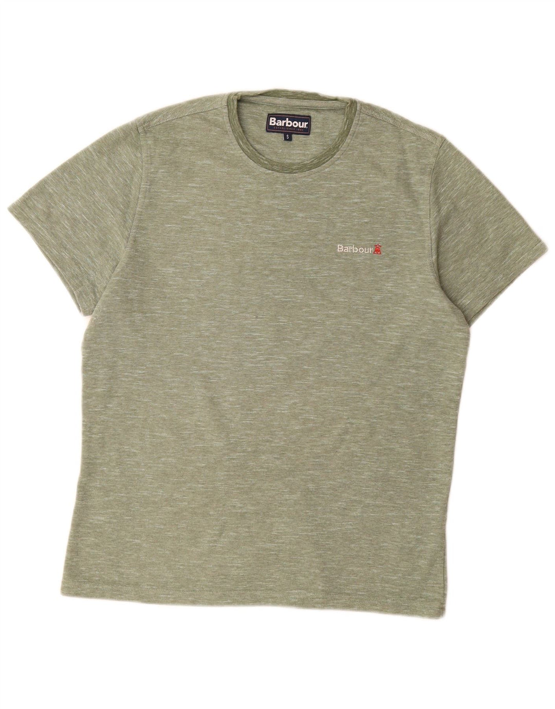 Barbour Herren-T-Shirt-Oberteil, klein, grün gefleckte Baumwolle