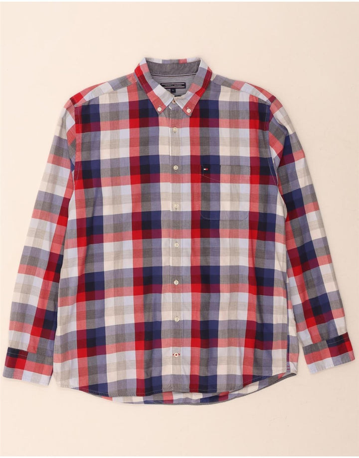 TOMMY HILFIGER Mens New York Fit Shirt XL Red Check Vintage Tommy Hilfiger and Second-Hand Tommy Hilfiger from Messina Hembry 