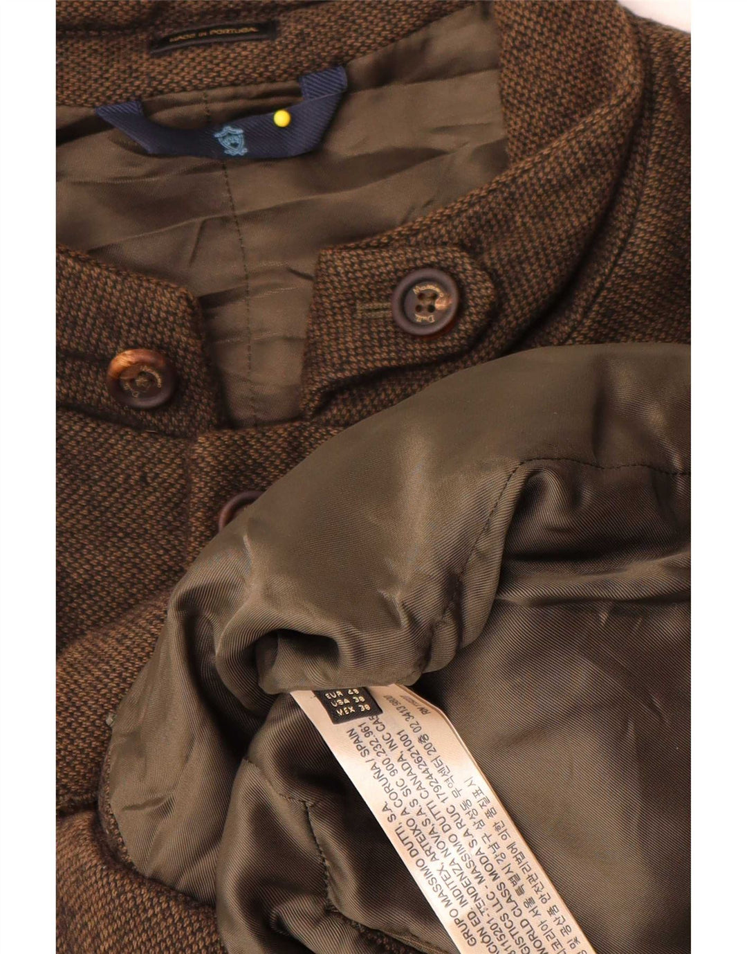Massimo Dutti Herren Wattierte Jacke EU 48 Mittelbraun gefleckte Baumwolle