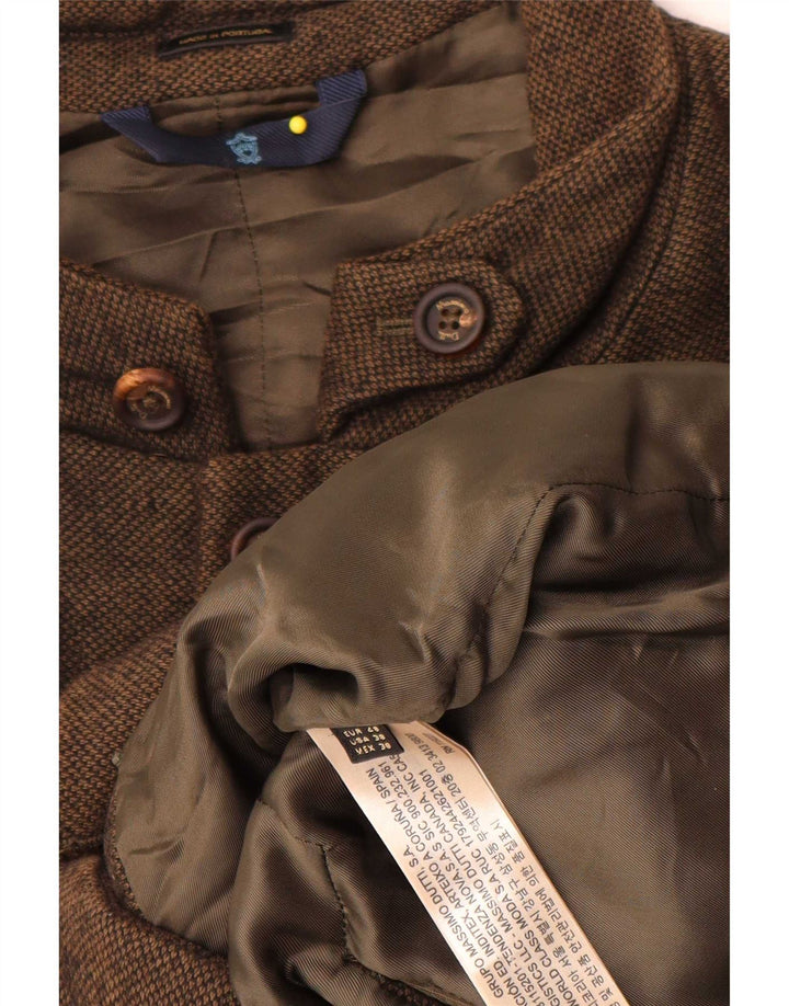 Massimo Dutti Herren Wattierte Jacke EU 48 Mittelbraun gefleckte Baumwolle