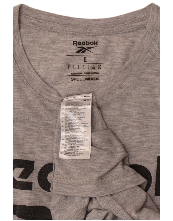REEBOK Herren Grafik-T-Shirt-Oberteil, großes, grau meliertes Polyester