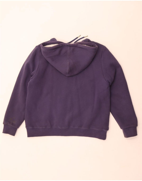 Superdry Damen Sherpa Zip Hoodie Pullover UK 16 Large Marineblau Baumwolle