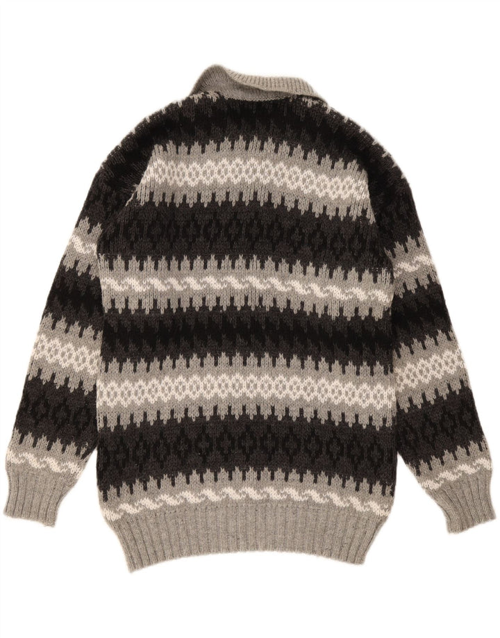 Vintage Herren Rollkragenpullover Pullover Groß Grau Geometrisch