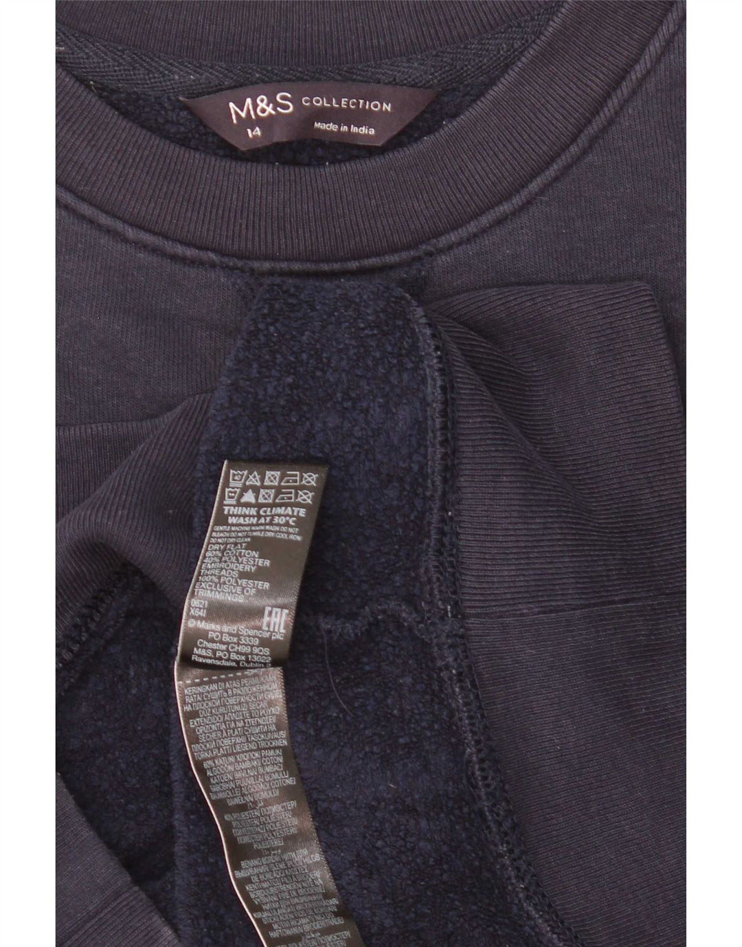 Marks & Spencer Damen Grafik-Sweatshirt-Pullover UK 14 Large Marineblau