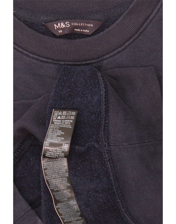 Marks & Spencer Damen Grafik-Sweatshirt-Pullover UK 14 Large Marineblau