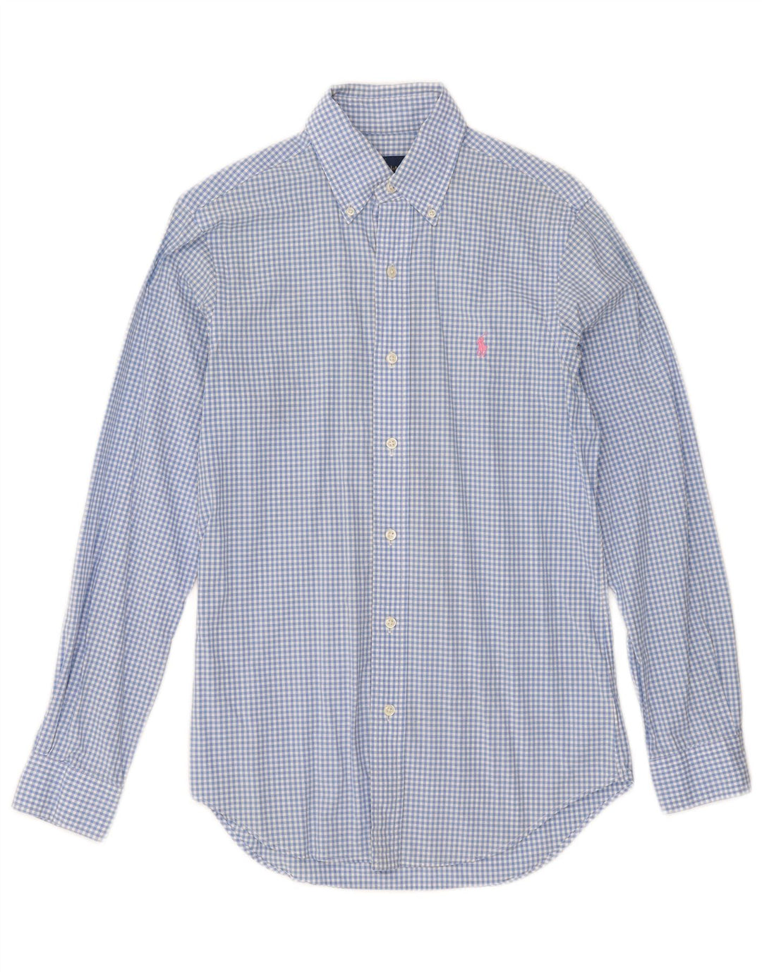 Ralph Lauren Herrenhemd XS, blaue Gingham-Baumwolle