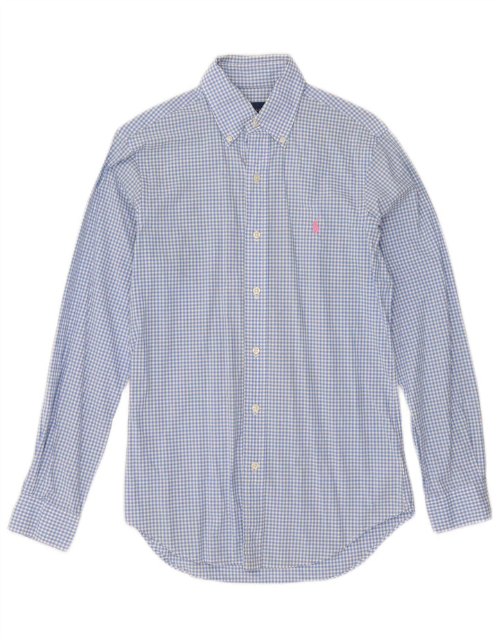 Ralph Lauren Herrenhemd XS, blaue Gingham-Baumwolle