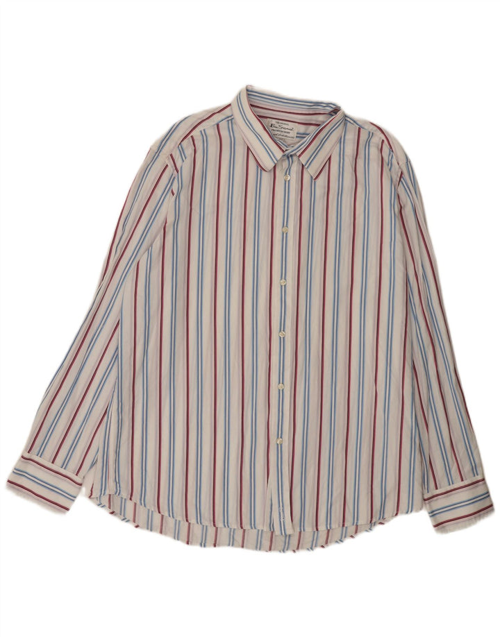 Ben Sherman Herrenhemd 2XL weiß gestreift aus Baumwolle