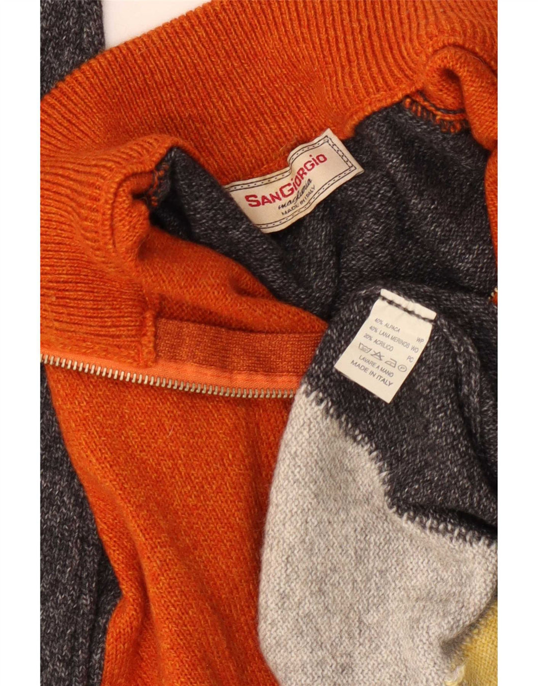 Sangiorgio Herren-Pullover mit Reißverschluss am Hals, mittelgroß, mehrfarbig, Argyle/Diamant