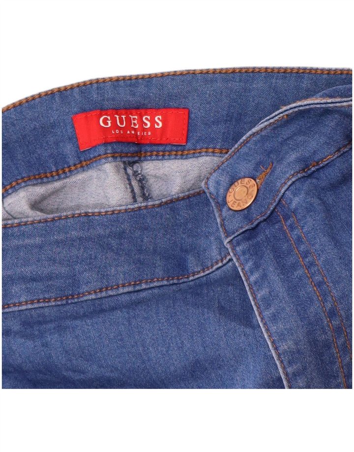 GUESS Damen-Jeans mit hoher Taille, Röhrenjeans, W24, L28, blaue Baumwolle
