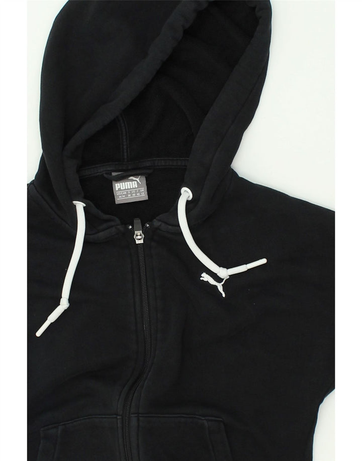 PUMA Womens Zip Hoodie Sweater UK 12 Medium  Black Cotton | Vintage Puma | Thrift | Second-Hand Puma | Used Clothing | Messina Hembry 