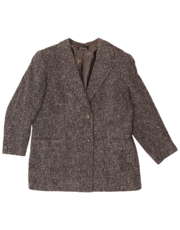 Vintage Womens 2 Button Blazer Jacket UK 16 Large Grey Flecked