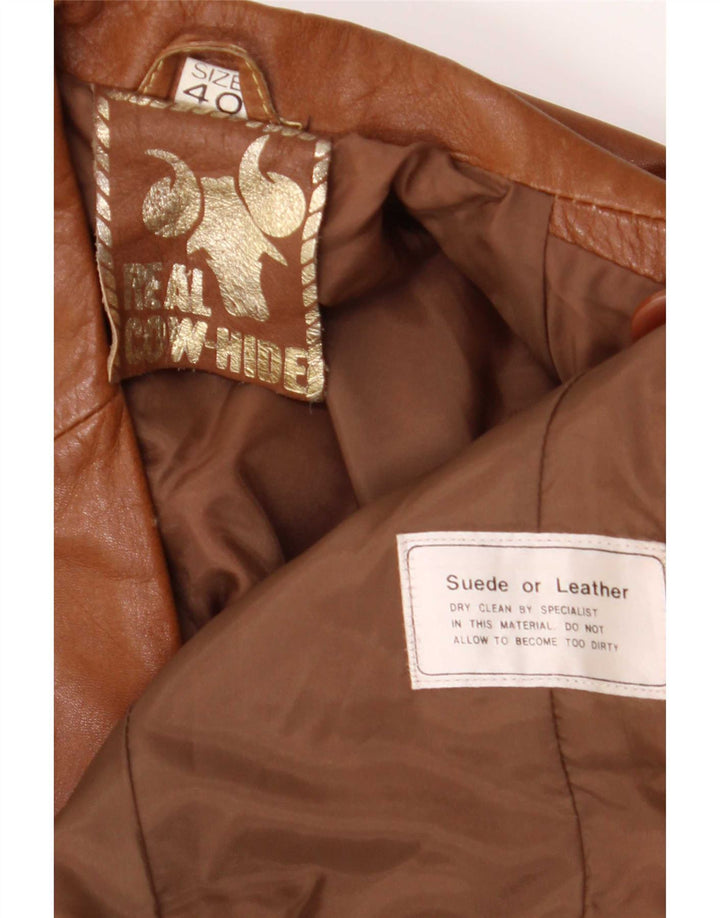 Vintage Herren 2-Knopf-Lederblazerjacke UK 40 Large Braun