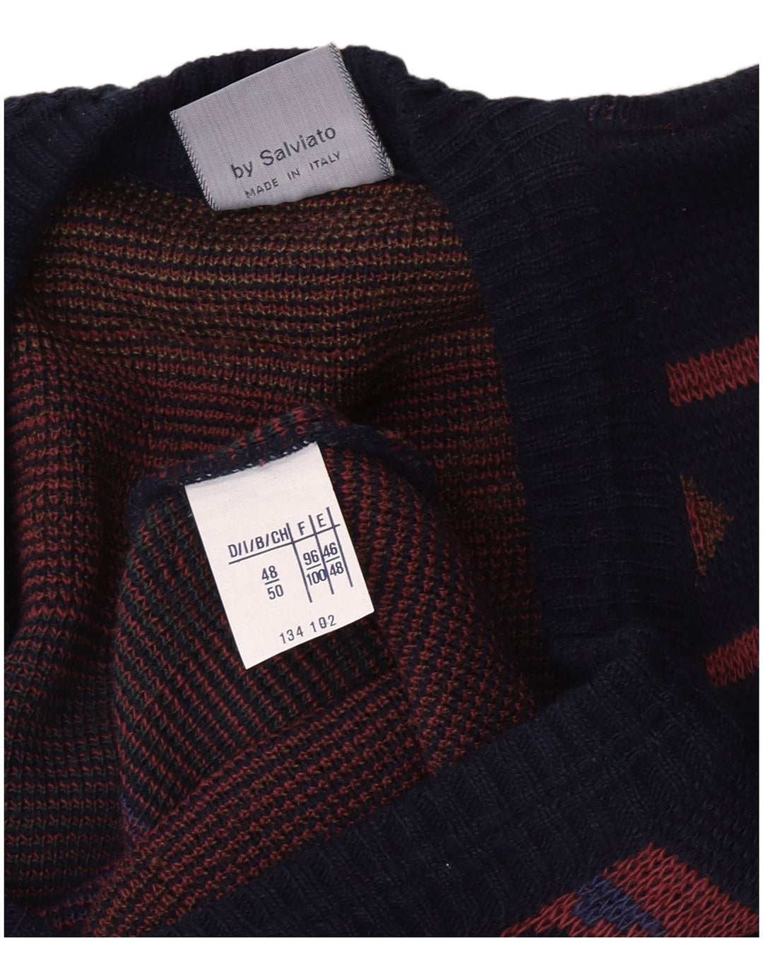 Vintage Herren Cardigan Pullover IT 48/50 Medium Navy Blue Geometrisch