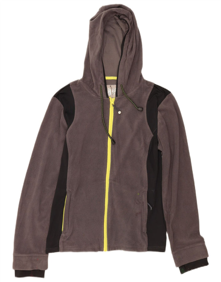 BKE Damen-Fleecejacke mit Kapuze, UK 14, mittelgraues Colourblock-Polyester
