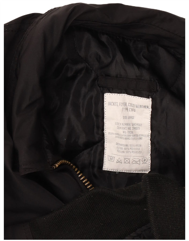 Vintage Herren Fliegerjacke für kaltes Wetter, UK 40, großes schwarzes Nylon
