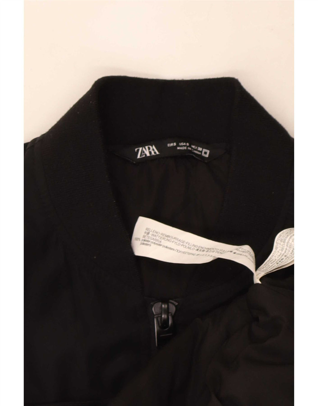 Zara Herren Loose Fit Bomberjacke UK 36 Small Schwarz Polyester