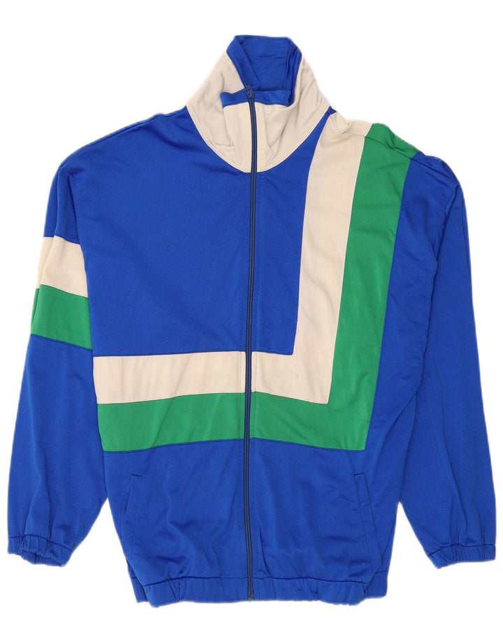Vintage Herren-Trainingsanzug-Top-Jacke, klein, blau, Farbblock