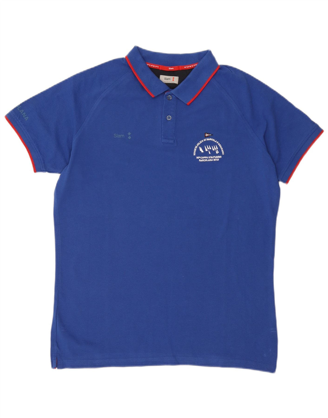 Slam Herren-Poloshirt mit Grafik, XL, Blau, Baumwolle